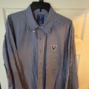 Antigua Men's Blue and White Checkered Shirt
